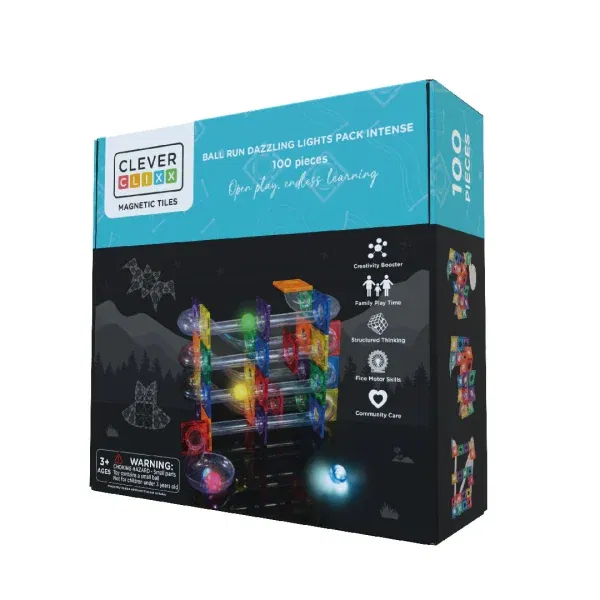 Cleverclixx costruzioni magnetiche Ball Run Dazzling Lights 100 pezzi