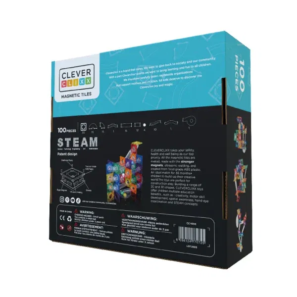 Cleverclixx costruzioni magnetiche Ball Run Dazzling Lights 100 pezzi
