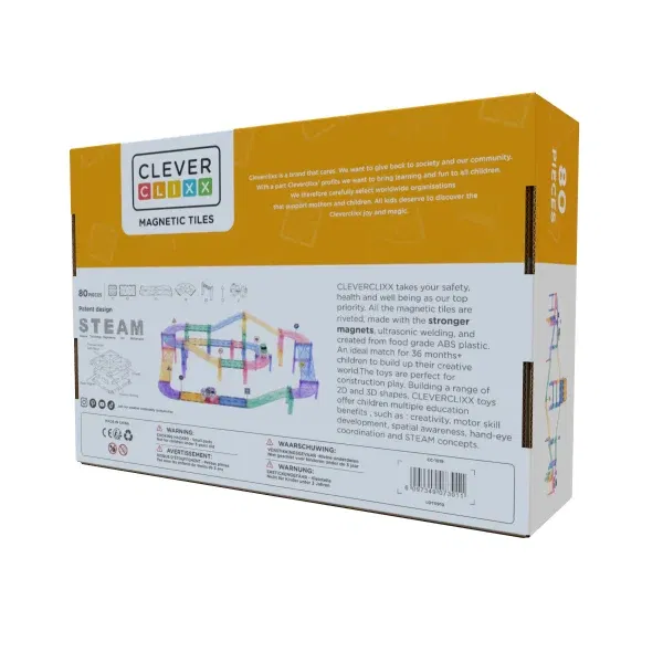 Cleverclixx costruzioni magnetiche Large Race Track Pastel 80 pezzi