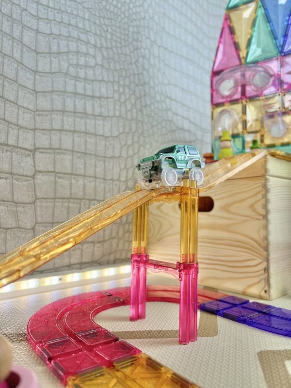 Cleverclixx costruzioni magnetiche Large Race Track Pastel 80 pezzi