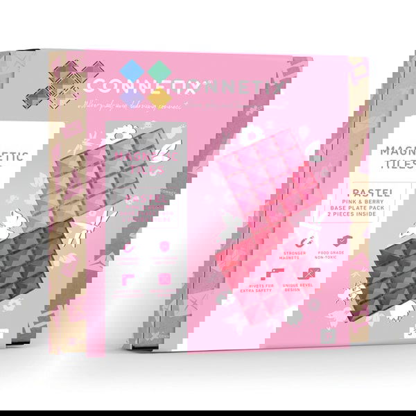 Connetix tiles costruzioni magnetiche 2 Pezzi Base Plate Pink Berry