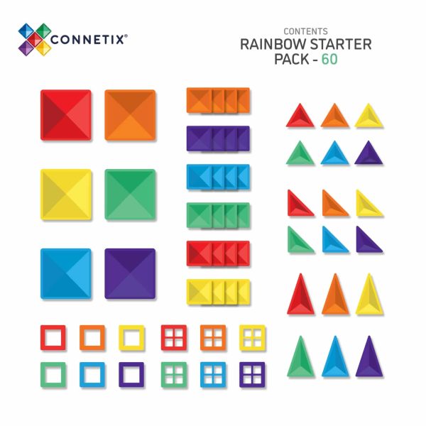 Connetix tiles costruzioni magnetiche 60 Pezzi Starter Pack + CARTE