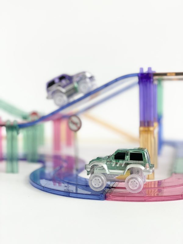 Cleverclixx costruzioni magnetiche Large Race Track Pastel 80 pezzi