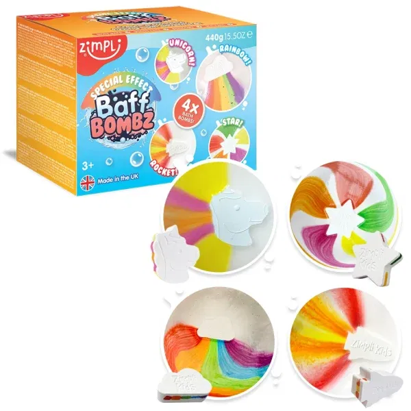 Set 4 bombe da bagno Baff Bombz Zimpli kids