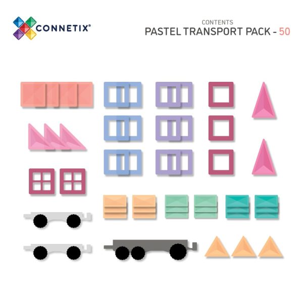 Connetix tiles costruzioni magnetiche 50 Pezzi Rainbow Pastel Transport Pack