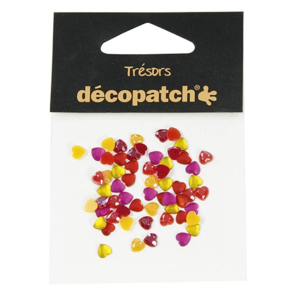 Set 60 cuori craft giallo-rosso 5 mm Decopatch
