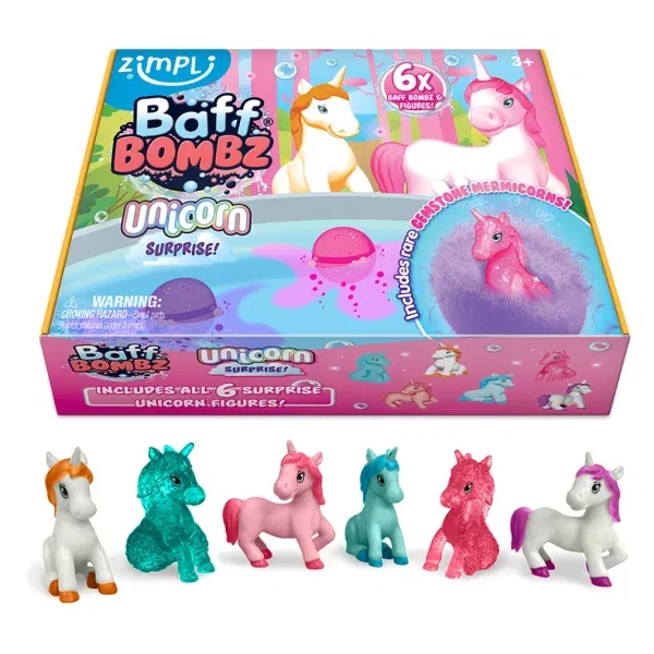 Set 6 bombe da bagno Baff Bombz Unicorn Surprise Zimpli kids
