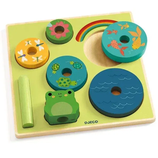 2in1 Puzzle delle forme e gioco impilabile Frog Djeco