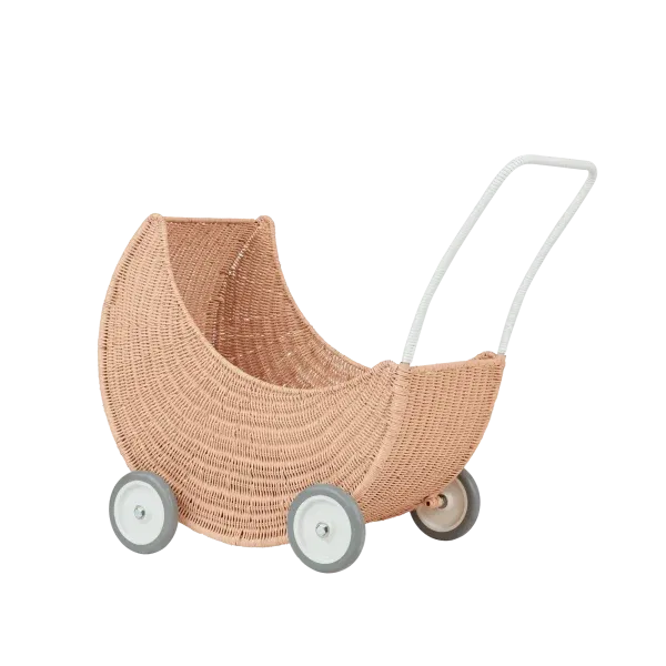 Accessori DINKUM DOLLS Rattan moon strolley pink OlliElla