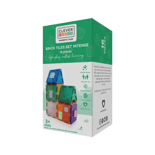 Cleverclixx costruzioni magnetiche Brick Tiles 16 pezzi