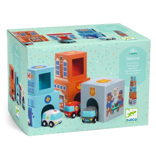 Set 5 cubi da impilare con automezzi TopaniCari Djeco