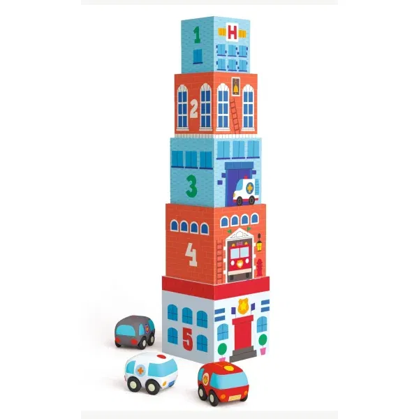 Set 5 cubi da impilare con automezzi TopaniCari Djeco