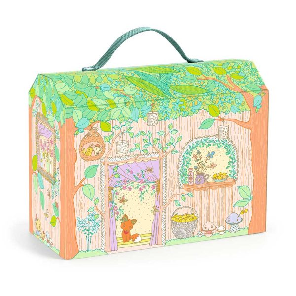 Valigetta + Figura in vinile Tinyly Sylvia & Faox's House i the forest Djeco