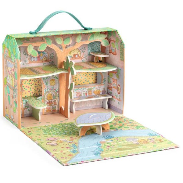 Valigetta + Figura in vinile Tinyly Sylvia & Faox's House i the forest Djeco