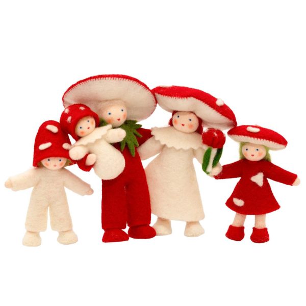 Set 5 figure Waldorf Fly Agaric family Ambro-dolls