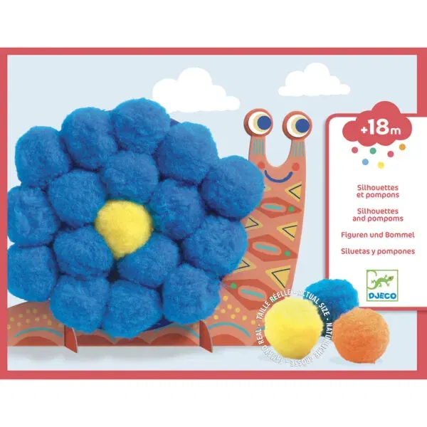 Set artistico POMPOMS COLLAGE - Fluffy animals Djeco
