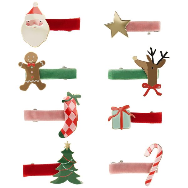 Set 8 mollette per capelli Natale new MeriMeri