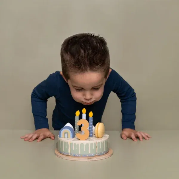 Bithday Cake con numeri 1-5 blu Little Dutch