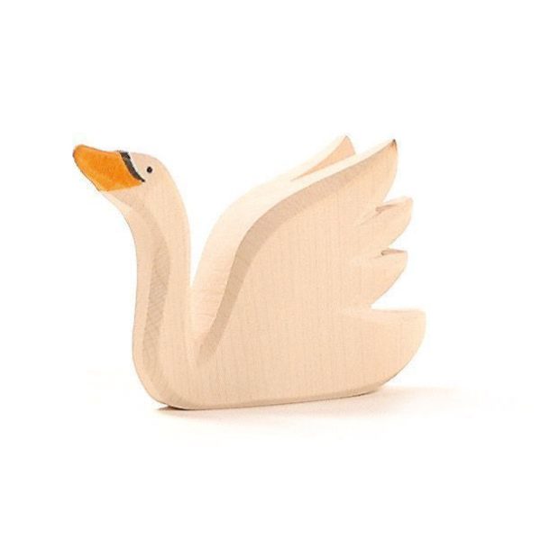 Figura legno cigno bianco collo su - Ostheimer