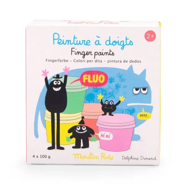 Set 4 vasetti per dita fluo Schmouks Moulin Roty