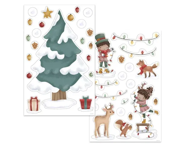 Sticker attacca stacca per vetro Albero di Natale Little Dutch