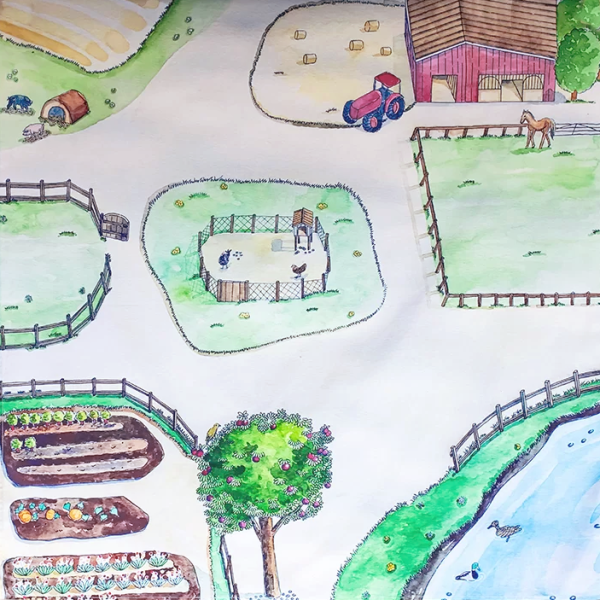 Telo gioco IN FATTORIA 100x100 cm Wonderie