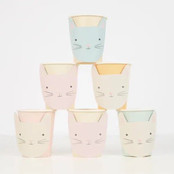 Set 8 bicchieri gatto pastello MeriMeri