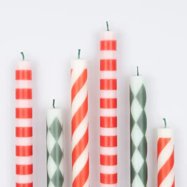Set candele da tavolo Festive Stripe MeriMeri