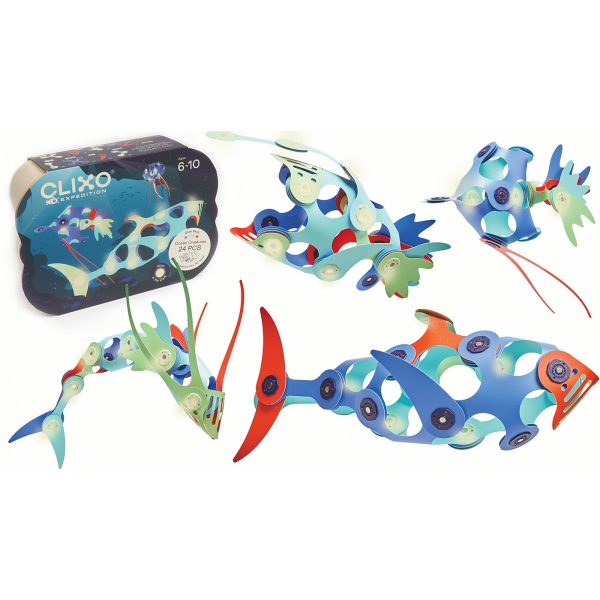 Gioco Magnetico STEAM Ocean Creatures 24 pezzi Glow in The Dark CLIXO