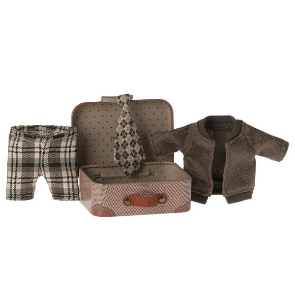 Set giacca pantaloni e cravatta in valigia nonno topo Maileg