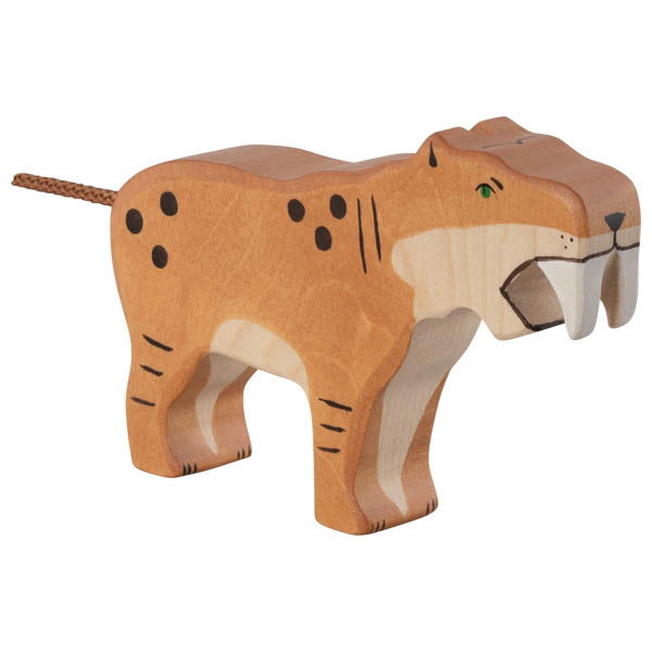 Figura legno Tigre denti a sciabola - Holztiger