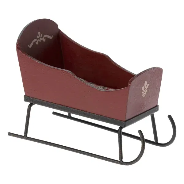 Miniatura slitta rossa topo Maileg