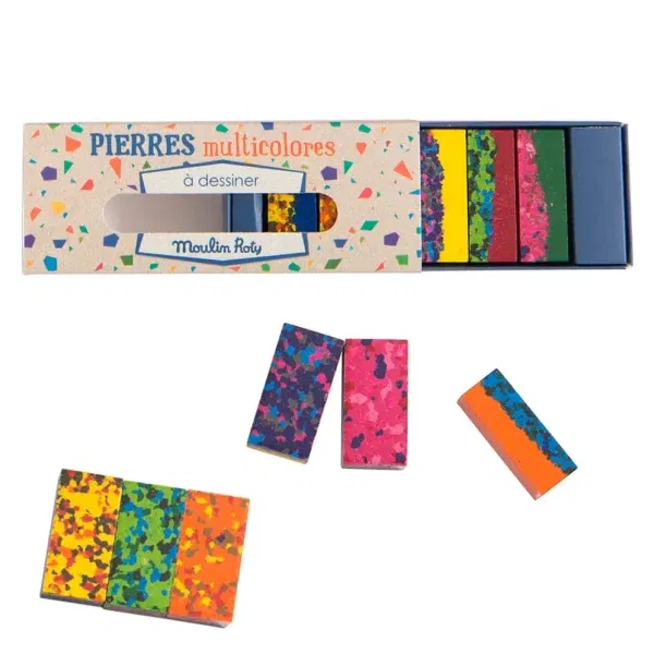 6 Pastelli a cera bicolore Les Petit Meravilles Moulin Roty