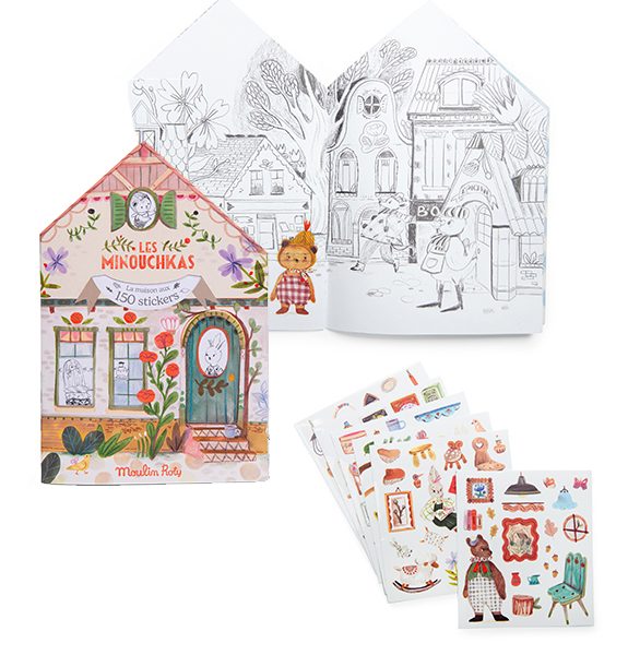 Album da colorare con 150 adesivi Les Minouchkas Moulin Roty