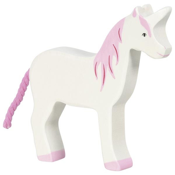 Figura legno Unicorno rosa - Holztiger