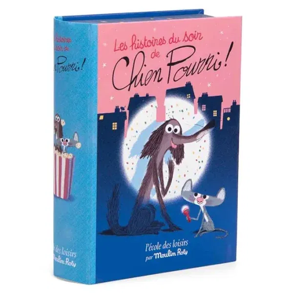 Libro cofanetto lampada proietta storie Cane puzzone Moulin Roty