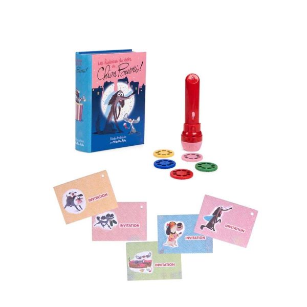 Libro cofanetto lampada proietta storie Cane puzzone Moulin Roty