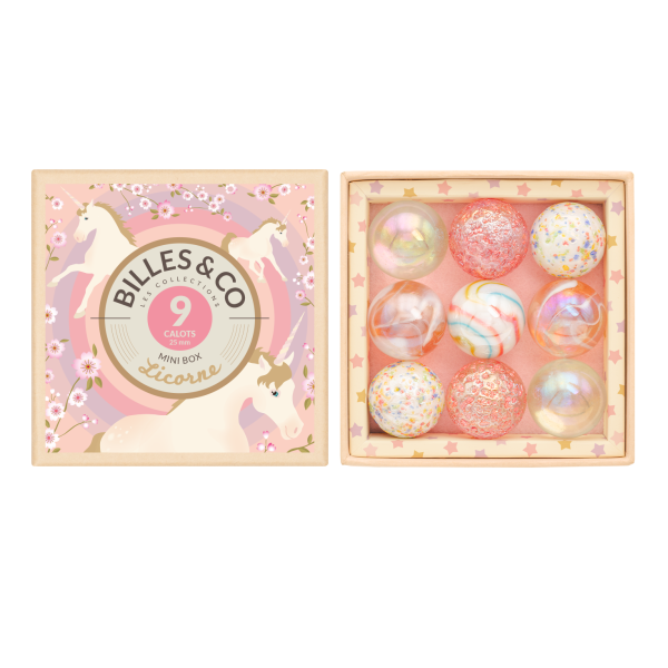 Scatola mini 9 biglie Maxi Licorne Billes & co