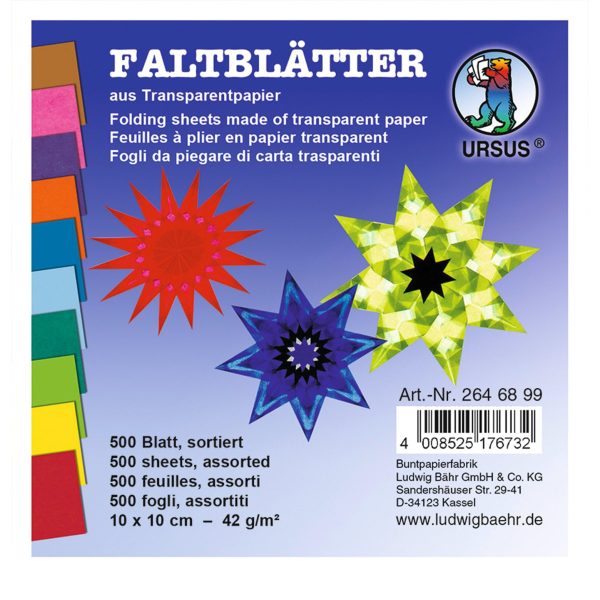 Carta velina 10 colori assortiti 500 fogli 10×10 cm