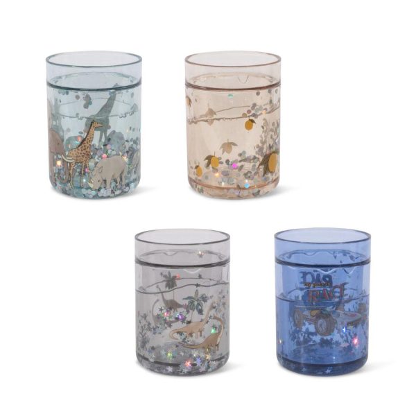 Set 4 bicchieri con glitter blue mix Konges sløjd
