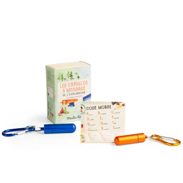 2 Capsule messaggi codice Morse dell'esploratore Moulin Roty