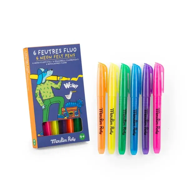 6 Pennarelli fluorescenti Les Loufoques Moulin Roty