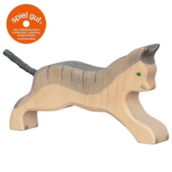 Figura legno gatto che corre - Holztiger