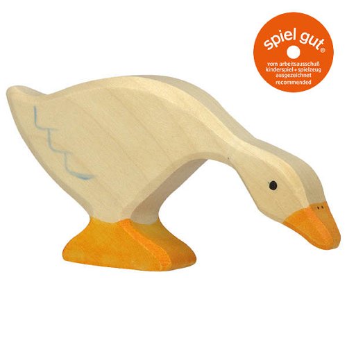 Figura legno oca che mangia - Holztiger