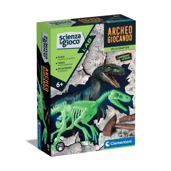 Kit scavo Archeogiocando Velociraptor Clementoni