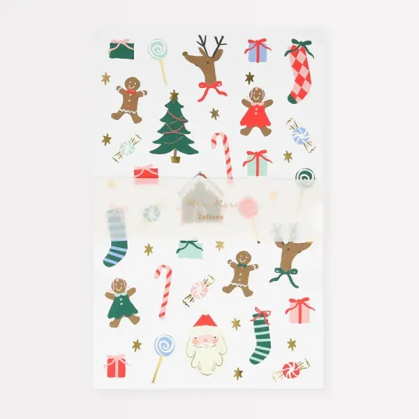 Set 2 fogli tatuaggi Natale jolly MeriMeri