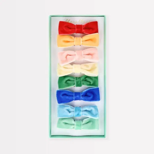 Set 8 clip per capelli fiocchi velluto MeriMeri