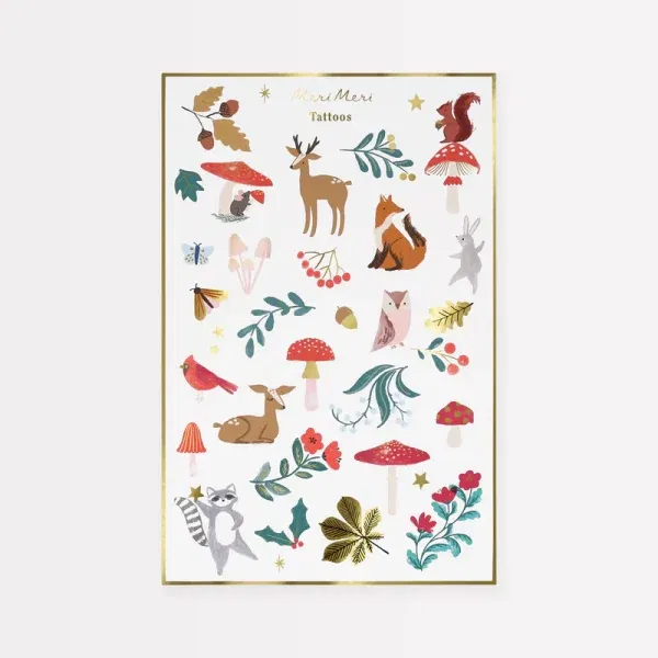Set 2 fogli tatuaggi Natale Woodland MeriMeri