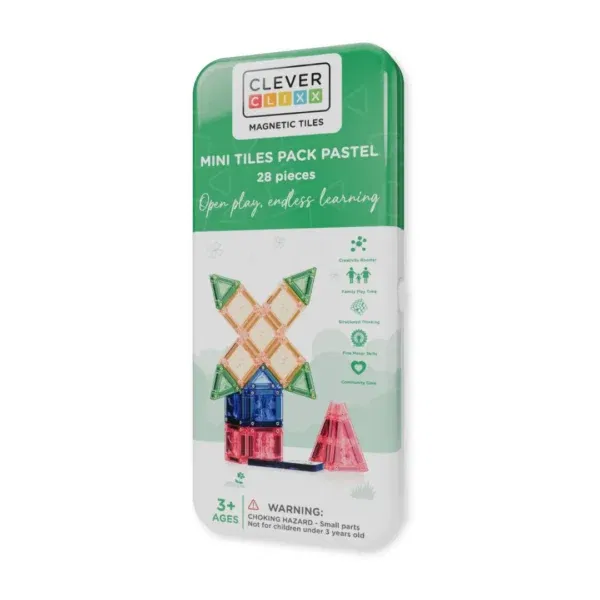 Cleverclixx costruzioni magnetiche Mini Tiles Pack Pastel 28 pezzi