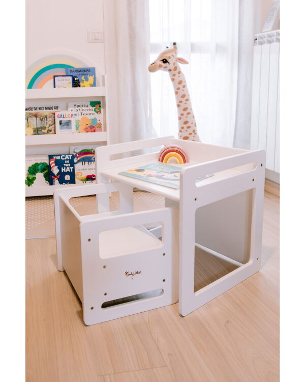 Set tavolo + sedia evolutiva Montessori bianco